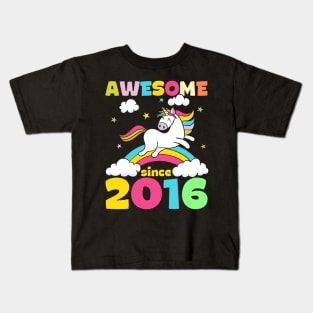 Cute Awesome Unicorn Since 2016 Funny Gift Kids T-Shirt